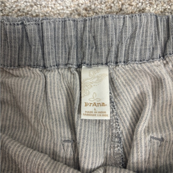 Prana Soledad Striped Pebble Grey Lightweight Pull On Drawstring Pants Large - Picture 7 of 11